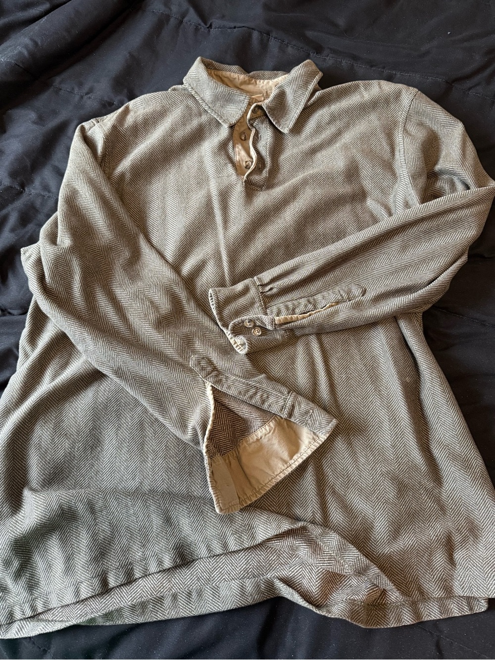 LL Bean Men's Long-Sleeve Casual Herringbone Pullover Sweater - Taupe